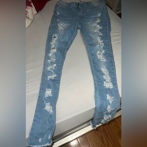 Light blue skinny ripped jeans